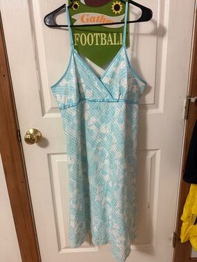 Studio 1940 Light Blue (teal) & White Lace Slip Dress